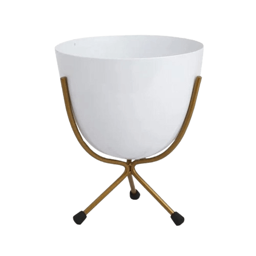 IRON FLOWER VASE (WHITE & GOLD)